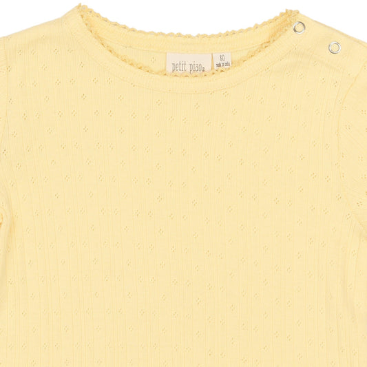 Petit Piao - Suze SS Pointelle Tee, PP0201 - Mellow Yellow