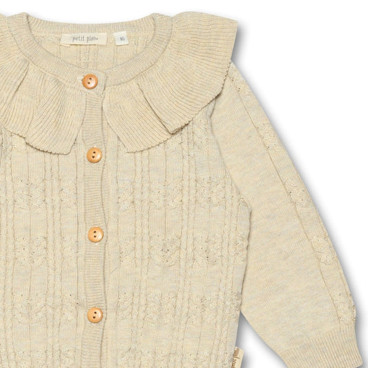Petit Piao - Cardigan Knit Cabel Collar, PP1013 - Off White