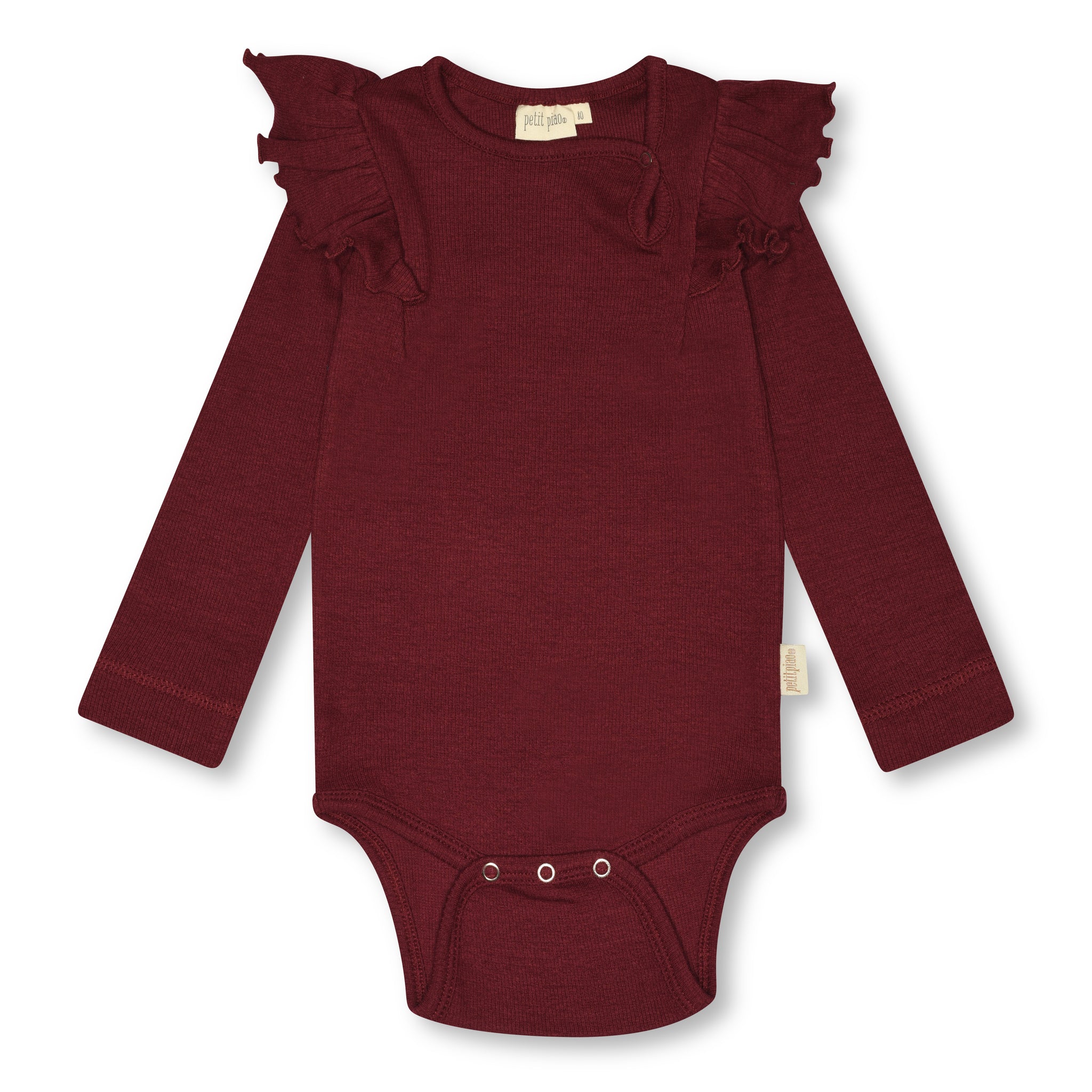 Petit Piao - Body LS Modal Frill, PP115 - Dark Cherry