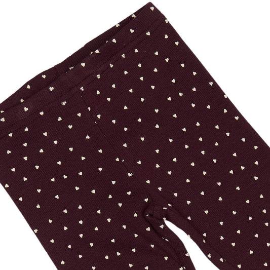 Petit Piao - Legging Modal Heart, PP1942 - Dark Grape / White