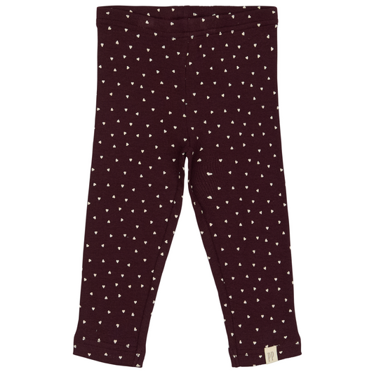 Petit Piao - Legging Modal Heart, PP1942 - Dark Grape / White