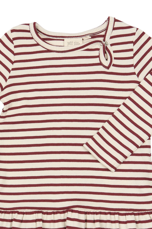 Petit Piao - Sky LS Dress, PP2004 - Syrah Striped