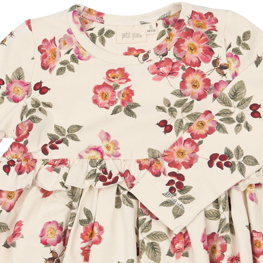 Petit Piao - Star LS Dress, PP2023 - Eggnog Rosehip AOP