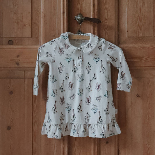 Petit Piao - Blizz LS Dress, PP2035 - Eggnog Melange Ice Skate AOP
