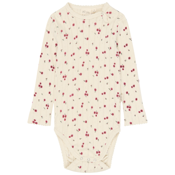 Petit Piao - Gracie LS Pointelle Body, PP2116 - Eggnog Rosehip AOP