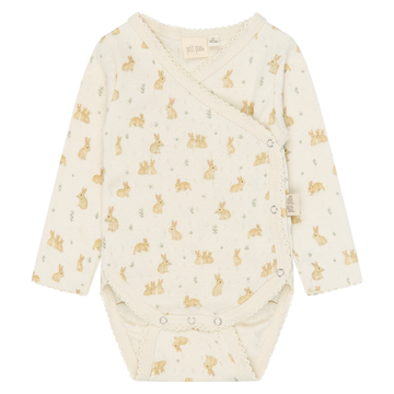 Petit Piao - Dio LS Body Fold Pointelle NB, PP2144 - Eggnog Rabbit AOP