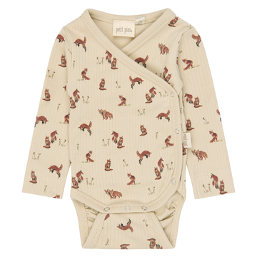 Petit Piao - Dinn LS Body Fold Pointelle NB, PP2151 - Cement Fox AOP