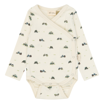 Petit Piao - Dinn LS Body Fold Pointelle NB, PP2151 - Eggnog Tractor AOP
