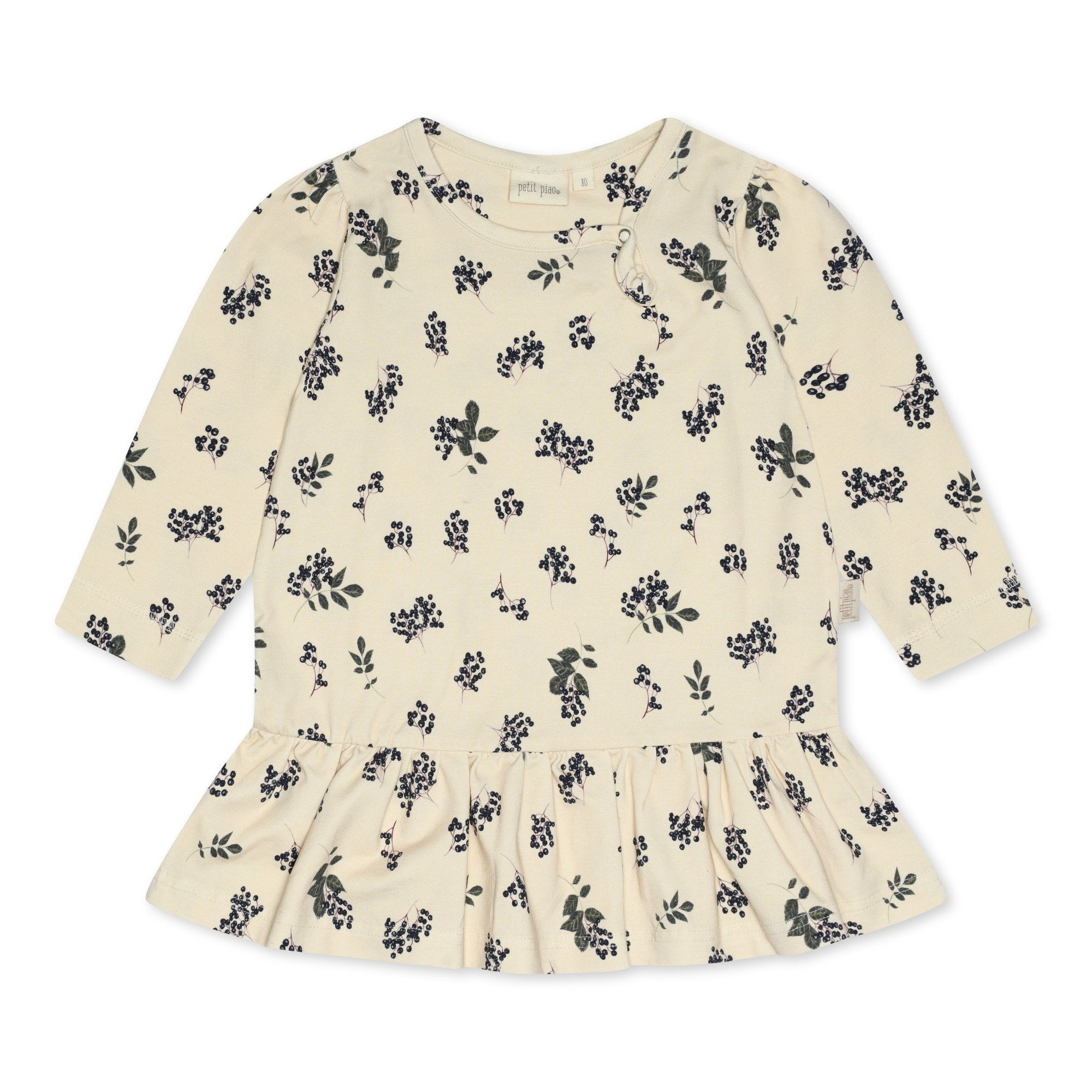 Petit Piao - Dress LS Gather Printed, PP226 - Elderberry AOP