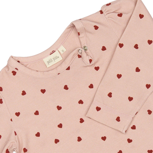 Petit Piao - Dress LS Gather Printed, PP226 - Heart AOP