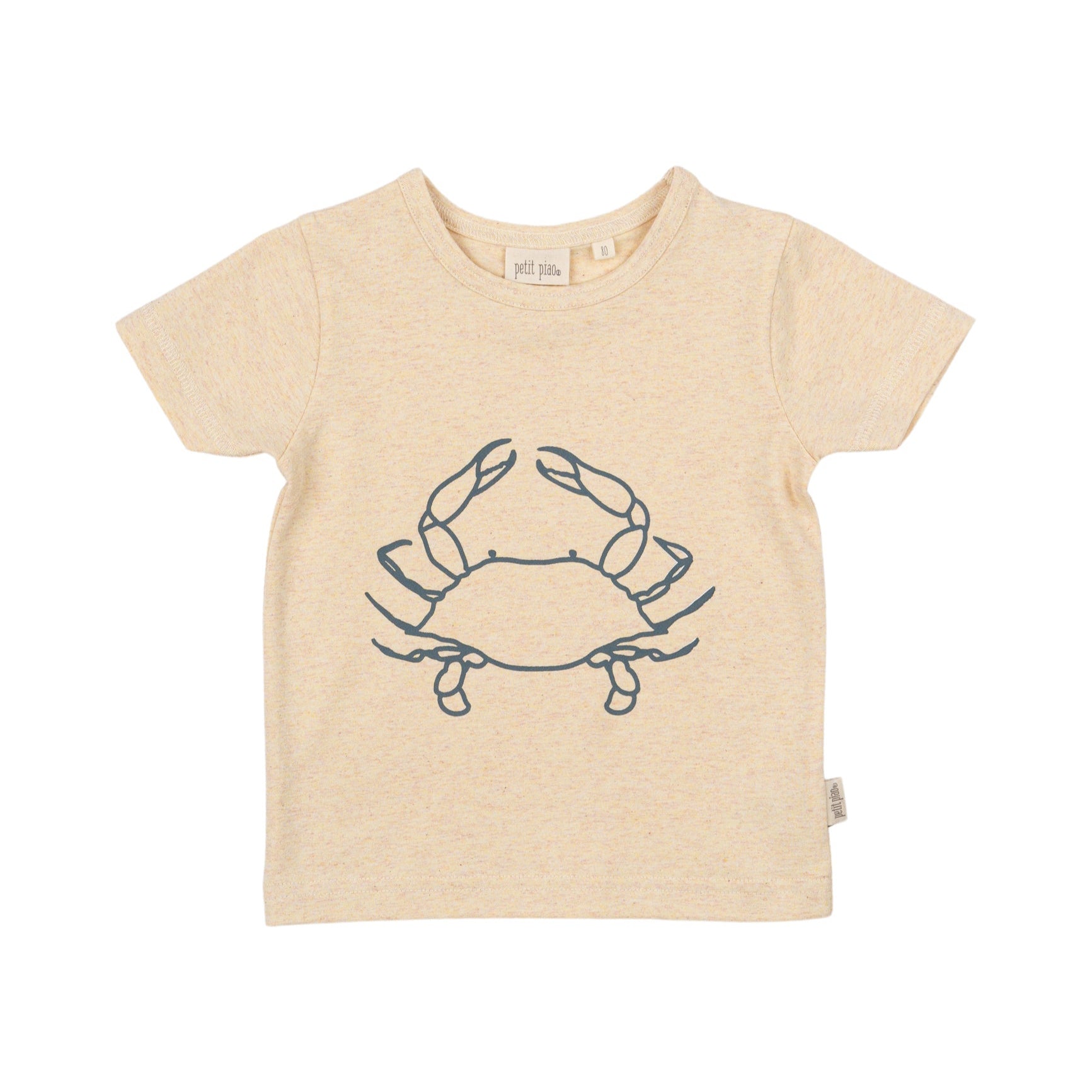 Petit Piao - T-shirt SS Motif, PP234 - Fog Melange / Sea