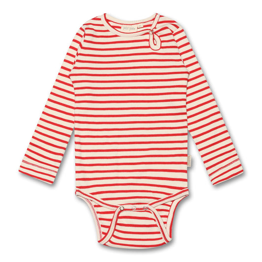 Petit Piao - Body LS Modal Striped, PP301 - Bright Red / Offwhite