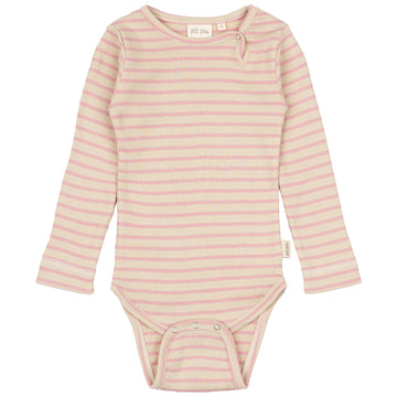 Petit Piao - Body LS Modal Striped, PP301 - Bright Rose / Dark Offwhite