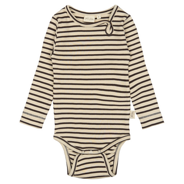 Petit Piao - Body LS Modal Striped, PP301 - Coffee Bean / Offwhite