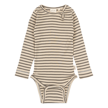 Petit Piao - Body LS Modal Striped, PP301 - Earth Brown / Dark Offwhite