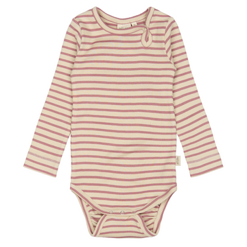Petit Piao - Body LS Modal Striped, PP301 - Nostalgic Rose / Offwhite