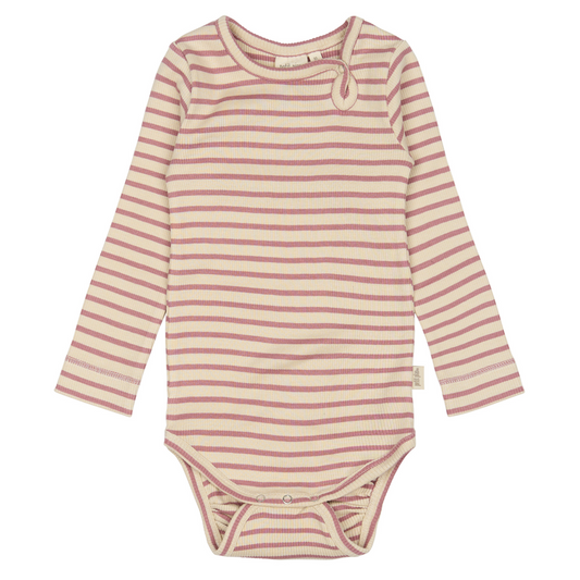 Petit Piao - Body LS Modal Striped, PP301 - Nostalgic Rose / Offwhite