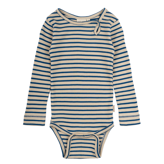 Petit Piao - Body LS Modal Striped, PP301 - Dark Cobalt / Dark Offwhite