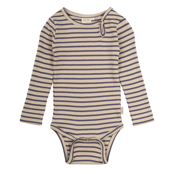 Petit Piao - Body LS Modal Striped, PP301 - Dusty Violet / Dark Offwhite