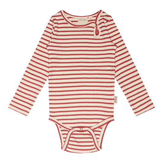 Petit Piao - Body LS Modal Striped, PP301 - Berry Dust / Offwhite