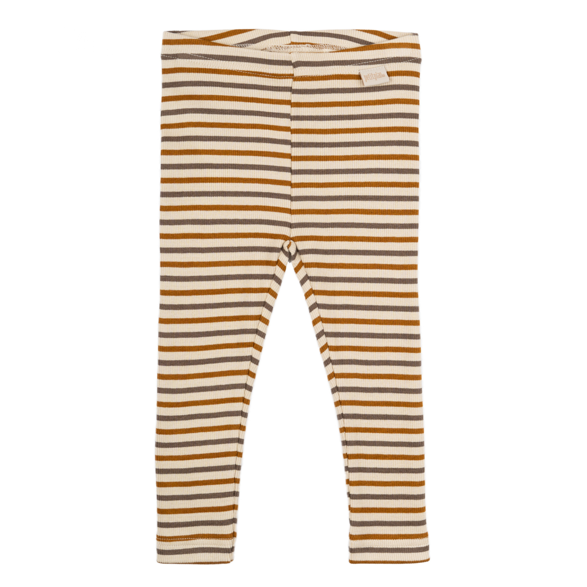 Petit Piao - Legging Modal Striped, PP302 - Chocolate Brown / Golden Sun / Dark Offwhite