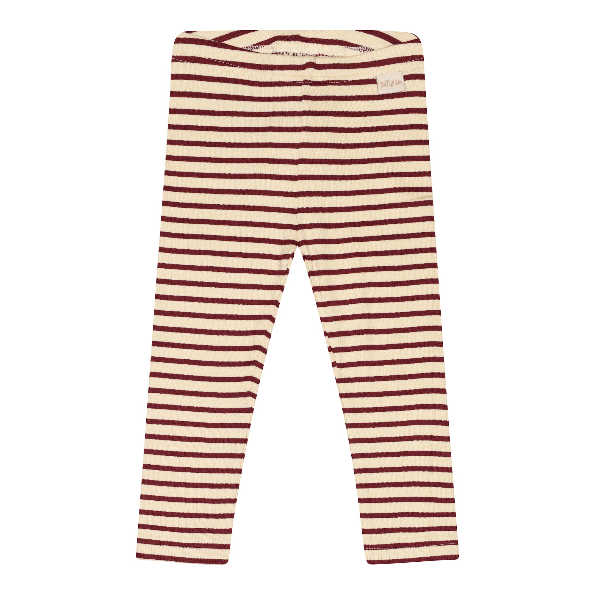 Petit Piao - Legging Modal Striped, PP302 - Dark Cherry / Dark Offwhite