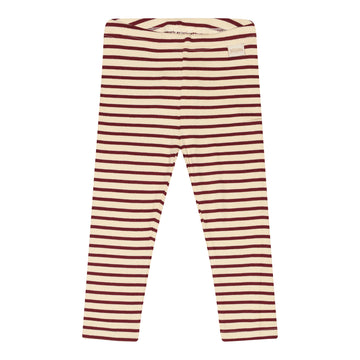 Petit Piao - Legging Modal Striped, PP302 - Dark Cherry / Dark Offwhite