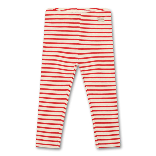 Petit Piao - Legging Modal Striped, PP302 - Bright Red / Offwhite