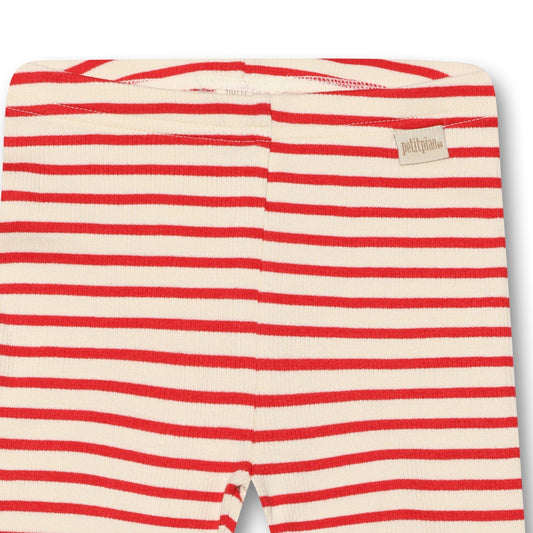 Petit Piao - Legging Modal Striped, PP302 - Bright Red / Offwhite