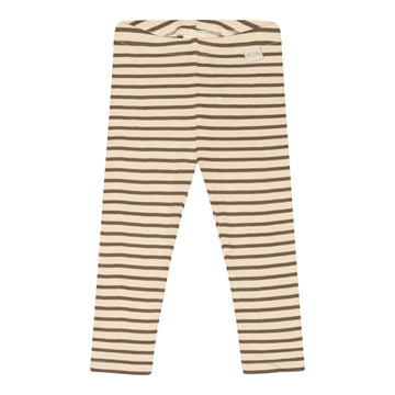 Petit Piao - Legging Modal Striped, PP302 - Chocolate Brown / Dark Offwhite