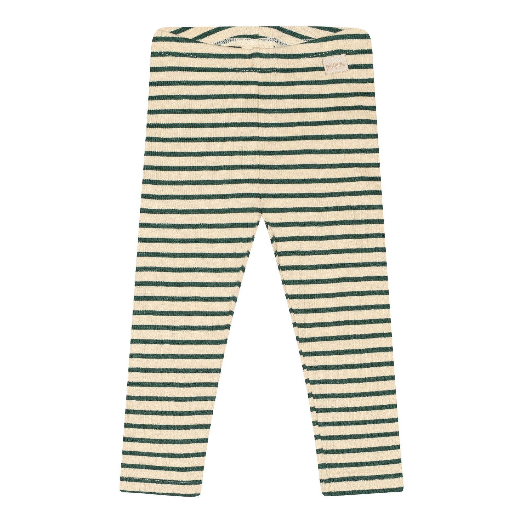 Petit Piao - Legging Modal Striped, PP302 - Emerald Green / Dark Offwhite