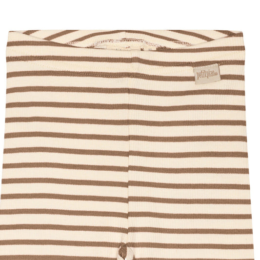 Petit Piao - Legging Modal Striped, PP302 - Walnut Brown / Offwhite