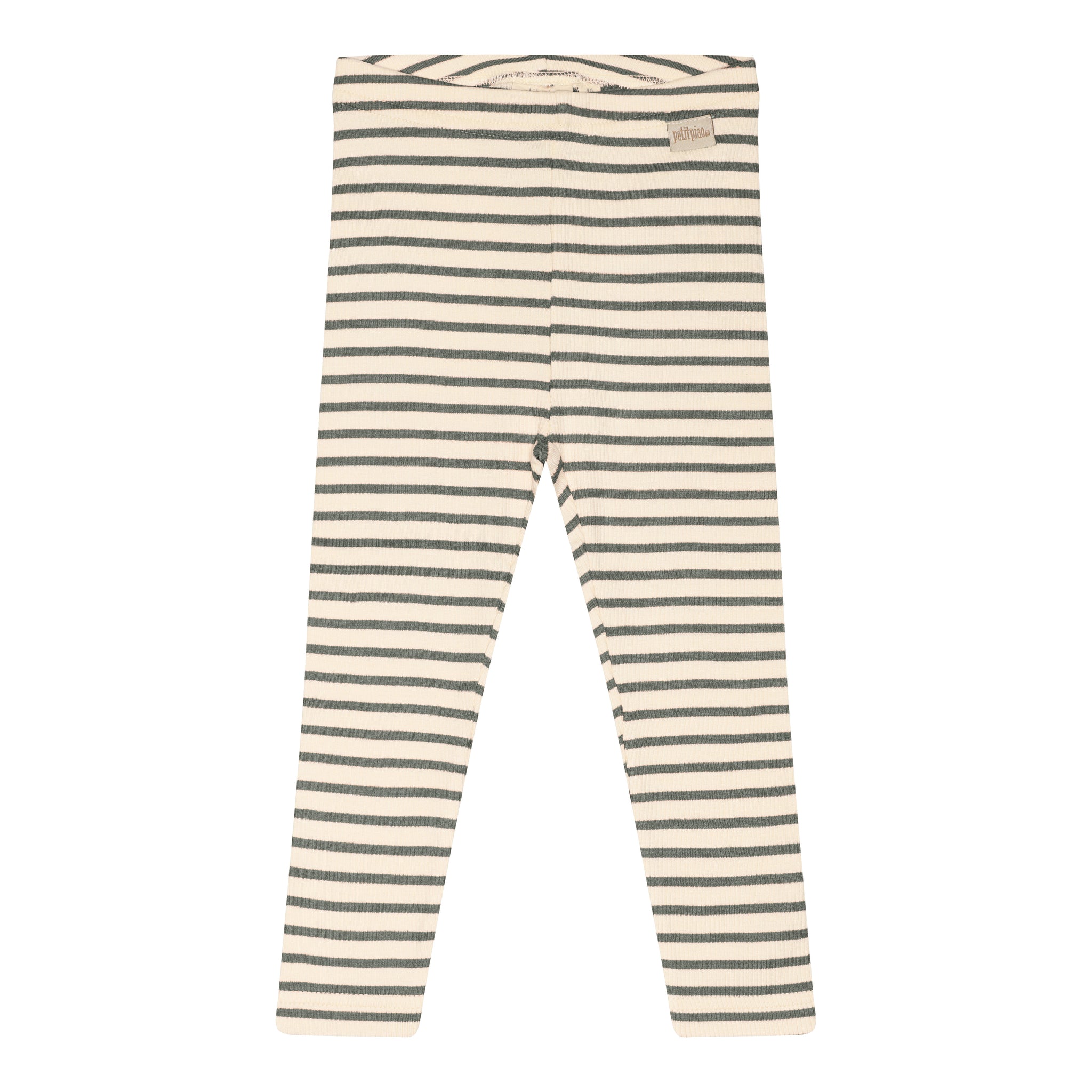 Petit Piao - Legging Modal Striped, PP302 - Balsam Green / Offwhite