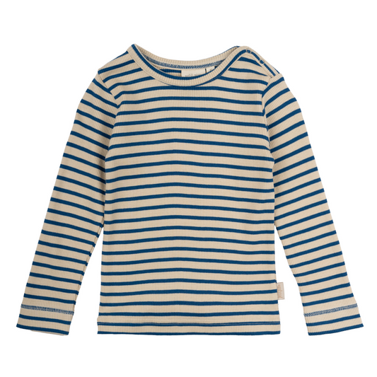 Petit Piao - T-shirt LS Modal Striped, PP303 - Deep Cobalt / Dark Offwhite