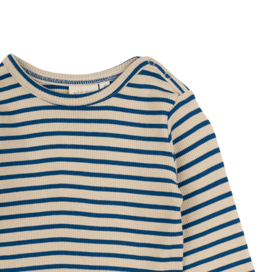 Petit Piao - T-shirt LS Modal Striped, PP303 - Deep Cobalt / Dark Offwhite