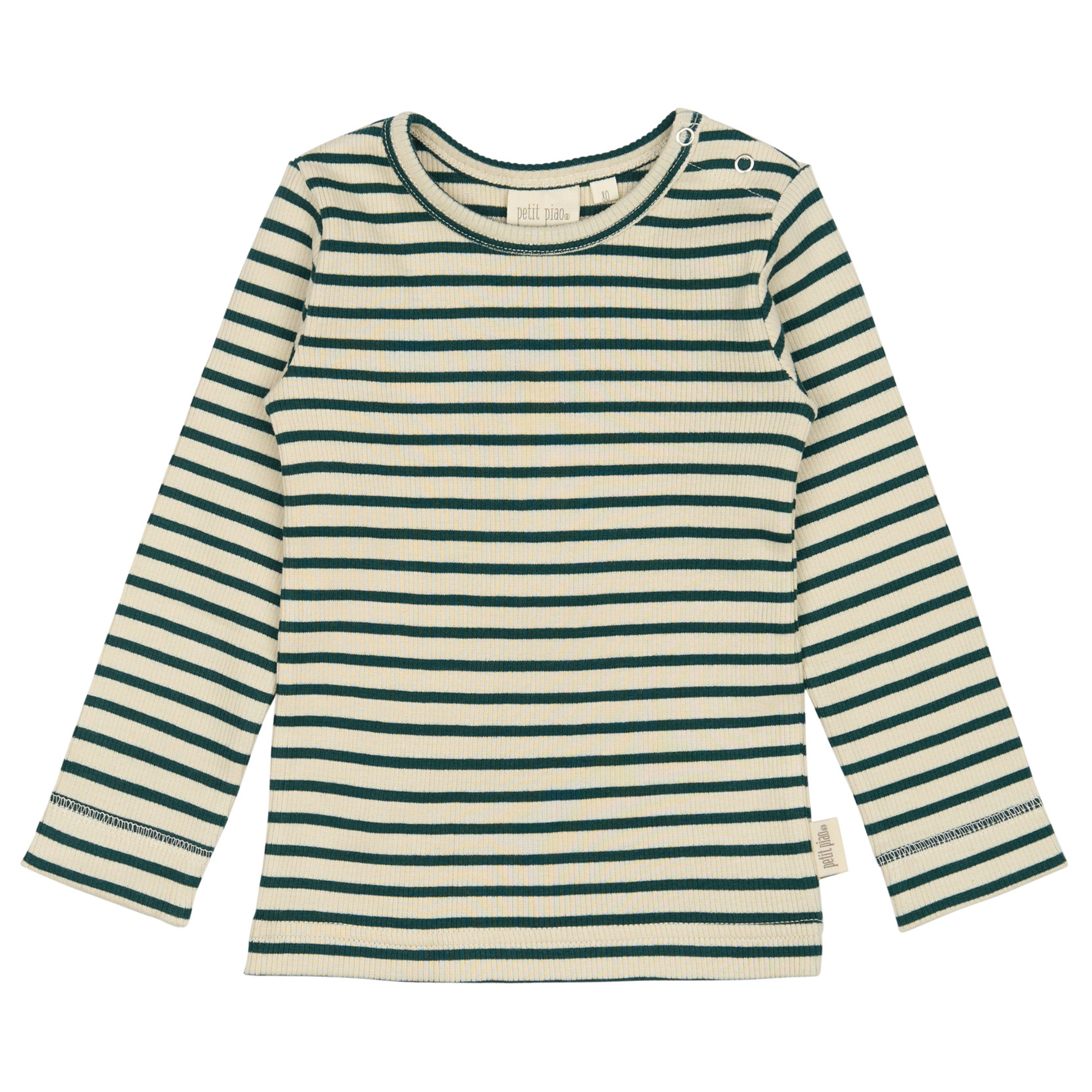 Petit Piao - T-shirt LS Modal Striped, PP303 - Dark Sea / Offwhite