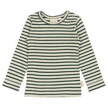 Petit Piao - T-shirt LS Modal Striped, PP303 - Dark Sea / Offwhite