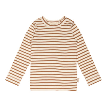 Petit Piao - T-shirt LS Modal Striped, PP303 - Caramel / Offwhite