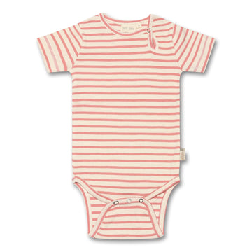 Petit Piao - Body SS Modal Striped, PP304 - Sea Shell Pink / Offwhite