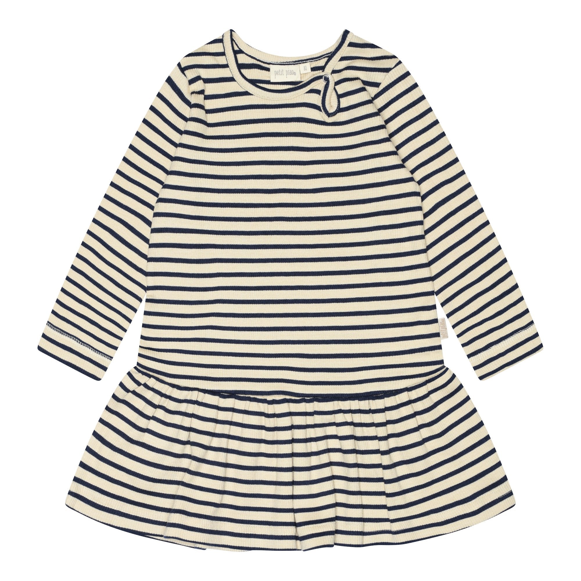 Petit Piao - Dress LS Modal Striped, PP306 - Indigo Plum / Dark Offwhite