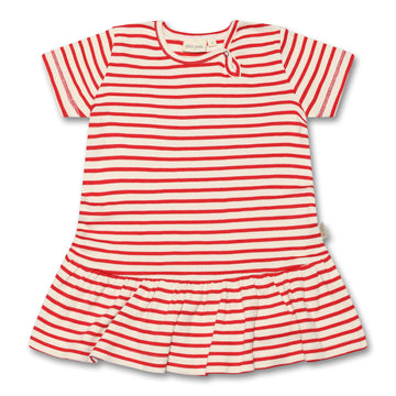 Petit Piao - Dress SS Modal Striped, PP309 - Bright Red / Offwhite