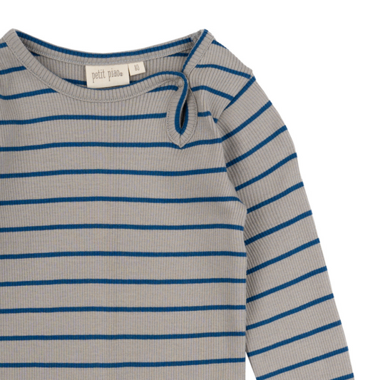 Petit Piao - Body LS Modal Thin Stripe, PP391 - Deep Cobalt / Grey Stone