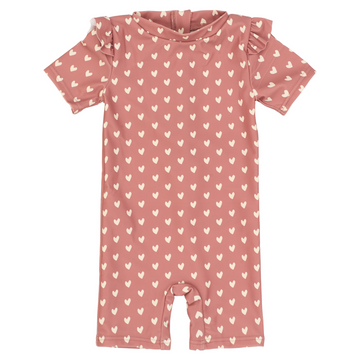 Petit Piao - Swim Jumpsuit Frills Printed, PP420 - Withered Rose Heart AOP