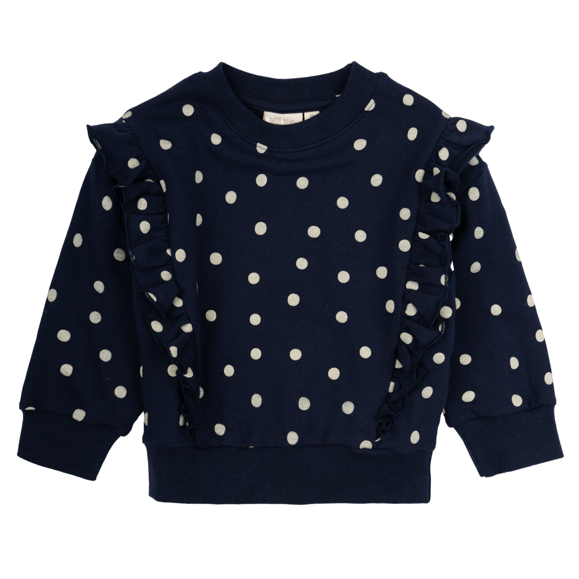 Petit Piao - Sweatshirt Line Ruffel, PP736 - Indigo Plum / Dark Offwhite