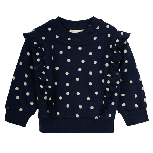 Petit Piao - Sweatshirt Line Ruffel, PP736 - Indigo Plum / Dark Offwhite