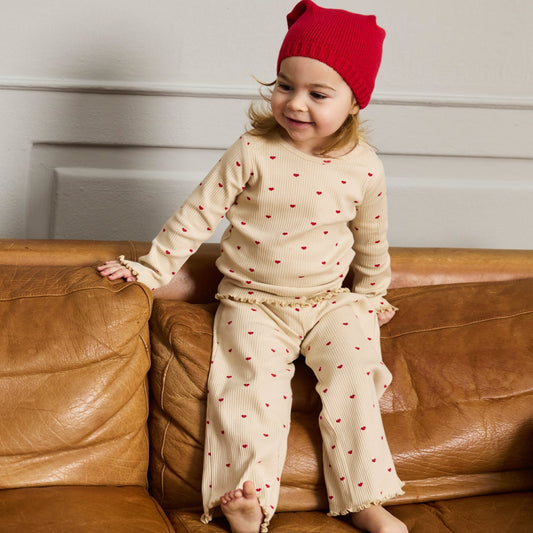 THE NEW Siblings - Holiday Heart Rib Nightset, TNST6881 - Gardenia AOP