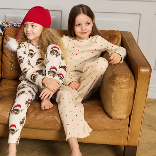 THE NEW - Holiday Heart Rib Nightset, TN6660 - Gardenia AOP