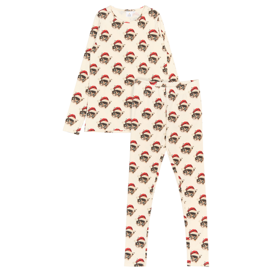 THE NEW - Holiday Adult Rib Nightset, TN6653 - Gardenia Cat AOP