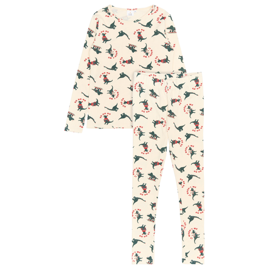 THE NEW - Holiday Adult Rib Nightset, TN6653 - Gardenia Dino AOP
