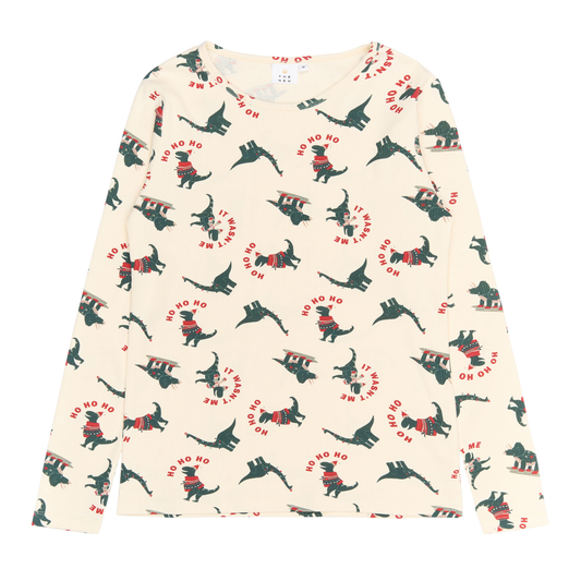 THE NEW - Holiday Adult Rib Nightset, TN6653 - Gardenia Dino AOP